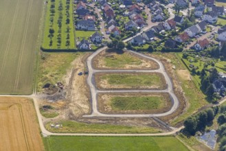 Aerial view, construction area Höinger Heide Am Winkel, Höingen, Ense, Sauerland, North