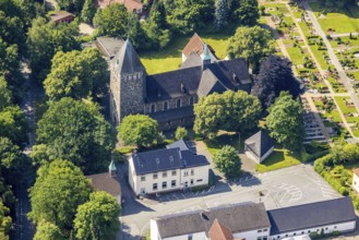 Aerial view, Church of St. Bernhard in Niederense, Ense, Sauerland, North Rhine-Westphalia,