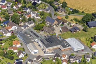 Aerial view, company premises HEICO Befestigungstechnik, Niederense, Ense, Sauerland, North