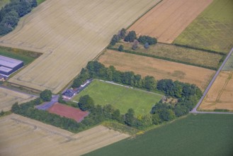 Aerial view, Waltringen sports ground, Ense, Sauerland, North Rhine-Westphalia, Germany, DE,