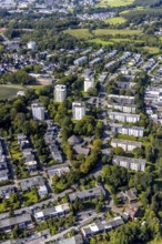 Aerial view, high-rise housing estate Büttenberger Straße in the district Büttenberg in Ennepetal,