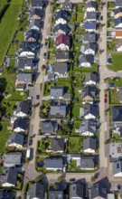 Aerial view, terraced house housing estate Dr.-Fritz-Textor-Ring in the district Büttenberg in