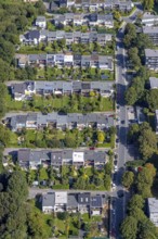 Aerial view, terraced house housing estate Wuppermannstraße in the district Büttenberg in