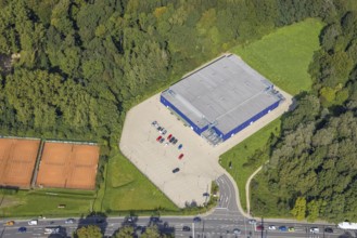 Aerial view, sports hall Schwelm in the district Lindenberg in Schwelm, Ruhr area, North