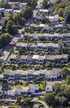 Aerial view, terraced house housing estate Wuppermannstraße in the district Büttenberg in