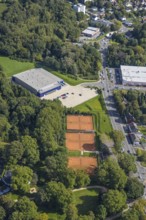 Aerial view, sports hall Schwelm and tennis courts in the district Lindenberg in Schwelm, Ruhr