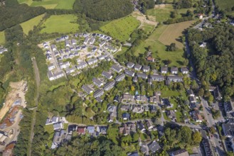 Aerial view, new development area Brunnen am Dr.-Emil-Böhmer-Weg in the district Lindenberg in