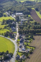 Aerial view, Spreeler Weg and cemetery in the Königsfeld district of Ennepetal, Ruhr area, North