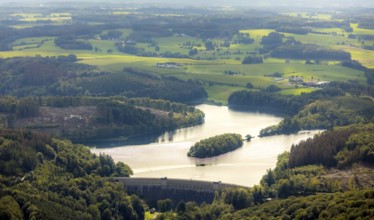Aerial view, Ennepetalsperre in the district Altenbreckerfeld in Breckerfeld, Ruhr area, North