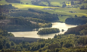 Aerial view, Ennepetalsperre in the district Altenbreckerfeld in Breckerfeld, Ruhr area, North