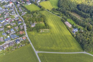 Aerial view, cemetery Rüggeberg in the district Rüggeberg in Ennepetal, Ruhr area, North