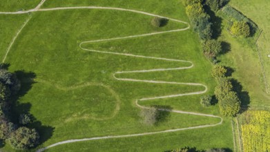 Aerial view, serpentine path at the Königsfeld Clinic in the Windgarten district of Ennepetal, Ruhr