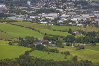 Aerial view, serpentine path at the Königsfeld clinic with view to Ennepetal in the Windgarten