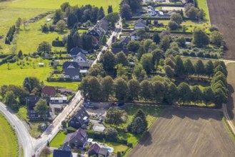 Aerial view, Spreeler Weg and cemetery in the Königsfeld district of Ennepetal, Ruhr area, North