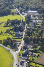 Aerial view, Spreeler Weg and cemetery in the Königsfeld district of Ennepetal, Ruhr area, North