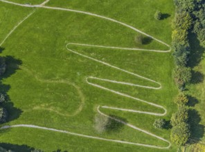 Aerial view, serpentine path at the Königsfeld Clinic in the Windgarten district of Ennepetal, Ruhr