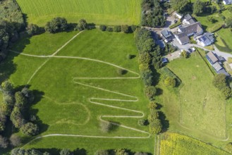 Aerial view, serpentine path at the Königsfeld Clinic in the Windgarten district of Ennepetal, Ruhr