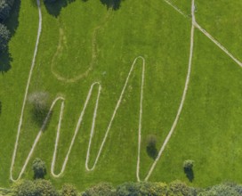 Aerial view, serpentine path at the Königsfeld Clinic in the Windgarten district of Ennepetal, Ruhr