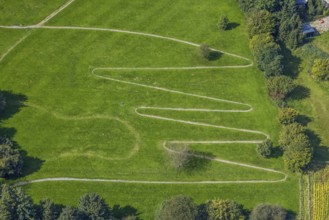 Aerial view, serpentine path at the Königsfeld Clinic in the Windgarten district of Ennepetal, Ruhr