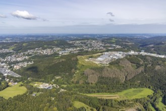 Aerial view, commercial area Jacobstraße with Siegfried Jacob Metallwerke and landfill in the
