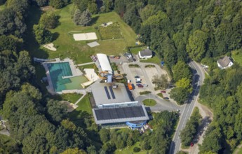 Aerial view, Platsch leisure pool in the Altenvoerde district of Ennepetal, Ruhr area, North
