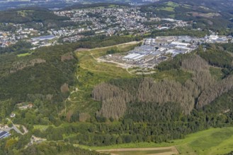 Aerial view, commercial area Jacobstraße with Siegfried Jacob Metallwerke and landfill in the