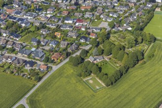 Aerial view, cemetery in the district of Rüggeberg in Ennepetal, Ruhr area, North Rhine-Westphalia,