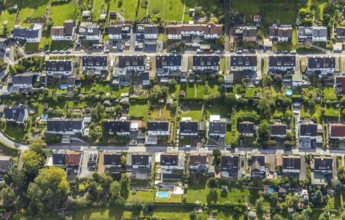 Aerial view, residential area Wilhelmshöhe Leibnizstraße in the district Altenvoerde in Ennepetal,