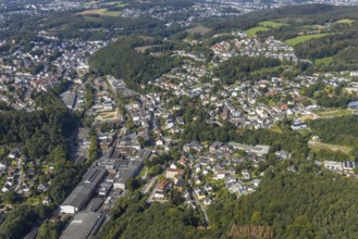Aerial view, Bharat Forge CDP GmbH factory premises and local view in the district Altenvoerde in