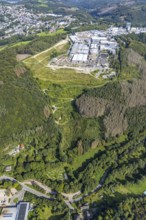 Aerial view, commercial area Jacobstraße with Siegfried Jacob Metallwerke and landfill in the