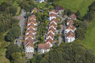 Aerial view, terraced house housing estate Kämpershausweg and Narzissenweg in the district