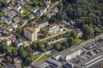Aerial view, town hall Ennepetal in the district Altenvoerde in Ennepetal, Ruhr area, North