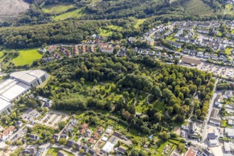 Aerial view, cemetery in the forest in the district Voerde in Ennepetal, Ruhr area, North