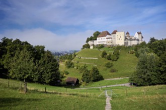 Castle of the Habsburgs, Kyburgers on an almost circular Molasse hill, Lenzburg, Canton Aargau,
