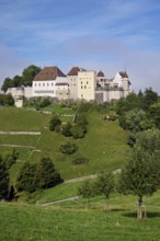 Castle of the Habsburgs, Kyburgers on an almost circular Molasse hill, Lenzburg, Canton Aargau,