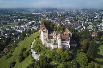 Castle of the Habsburgs, Kyburgers on an almost circular Molasse hill, Lenzburg, Canton Aargau,