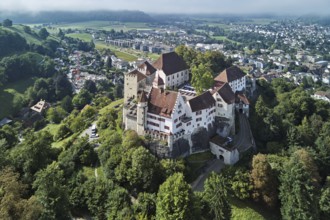 Castle of the Habsburgs, Kyburgers on an almost circular Molasse hill, Lenzburg, Canton Aargau,