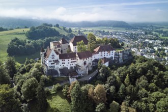 Castle of the Habsburgs, Kyburgers on an almost circular Molasse hill, Lenzburg, Canton Aargau,