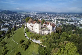 Castle of the Habsburgs, Kyburgers on an almost circular Molasse hill, Lenzburg, Canton Aargau,