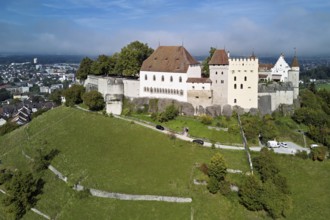 Castle of the Habsburgs, Kyburgers on an almost circular Molasse hill, Lenzburg, Canton Aargau,