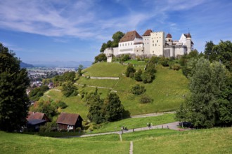 Castle of the Habsburgs, Kyburgers on an almost circular Molasse hill, Lenzburg, Canton Aargau,