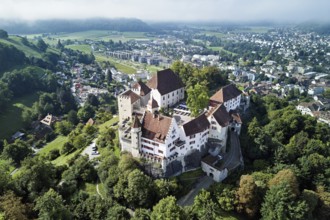 Castle of the Habsburgs, Kyburgers on an almost circular Molasse hill, Lenzburg, Canton Aargau,