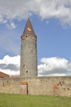 Castle tower, castle with wall, Zörbig, Saxony-Anhalt, Germany