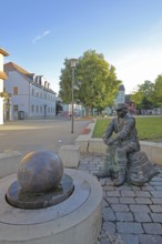 Monument to founder David Strickermann, town history on the development of the textile industry,