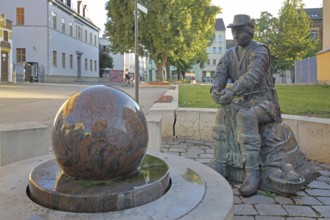Monument to founder David Strickermann, town history on the development of the textile industry,