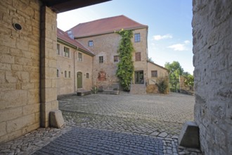 Inner courtyard of the castle built 16th century, archway, entrance, castle, Apolda, Thuringia,