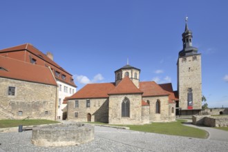 Inner courtyard with Romanesque castle chapel built in the 10th century Paris Tower and castle