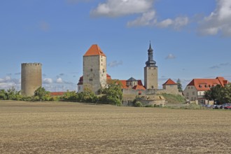Castle built 10th century with Dicker Heinrich, Marterturm and Pariser Turm, towers, field, field,