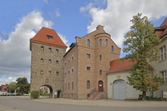 Historic Stendal tower, town tower, gate tower, building, Haldensleben, Saxony-Anhalt, Germany
