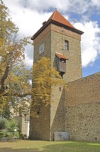 Historic Bülstring gate tower and former town fortifications, town wall, town tower, town gate,